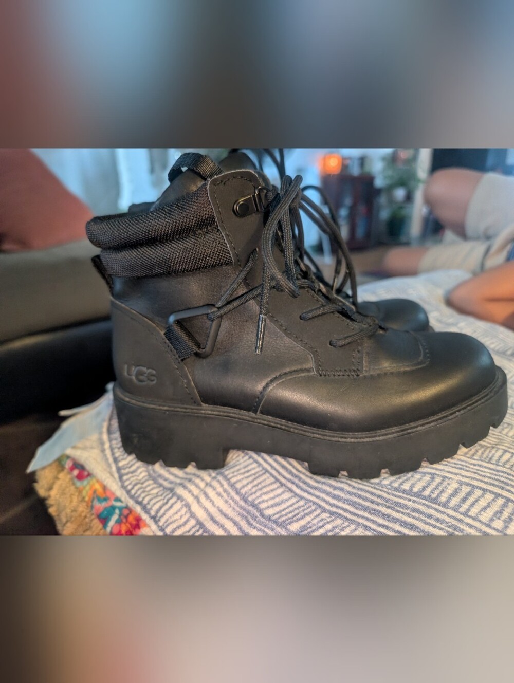 UGG Tioga Hiker Women’s Black Ankle Boots # 1114255 Size US 6.5